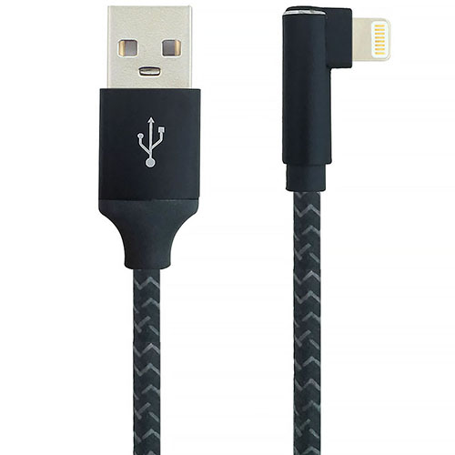 USB2.0 A Male to Lightning Male Cable Right angle Aluminum case Nylon woven MFi Certifcated