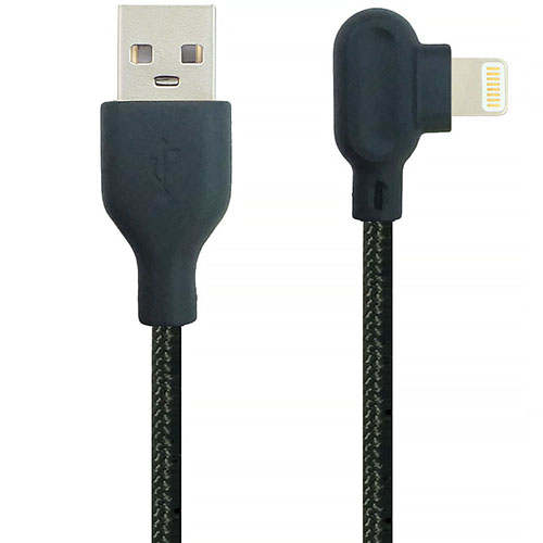 USB2.0 A Male to Lightning Male Cable Right angle PVC Molding Nylon woven MFi Certifcated