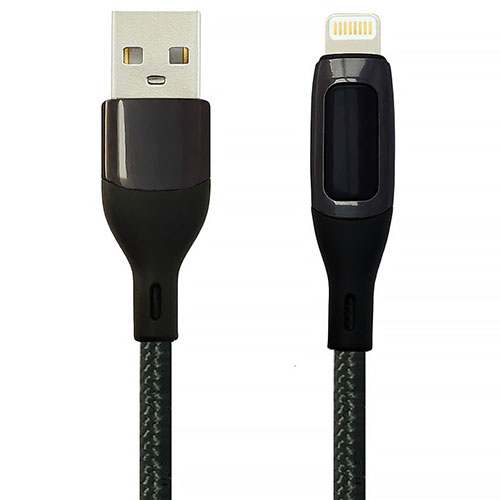 USB2.0 A Male to Lightning Male Cable Digital Display Zinc alloy case Nylon woven MFi Certifcated