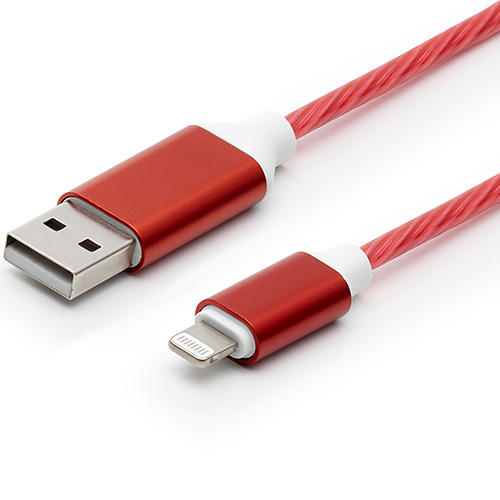 USB2.0 A Male to Lightning Male Cable Flowing light Aluminum case MFi Certifcated